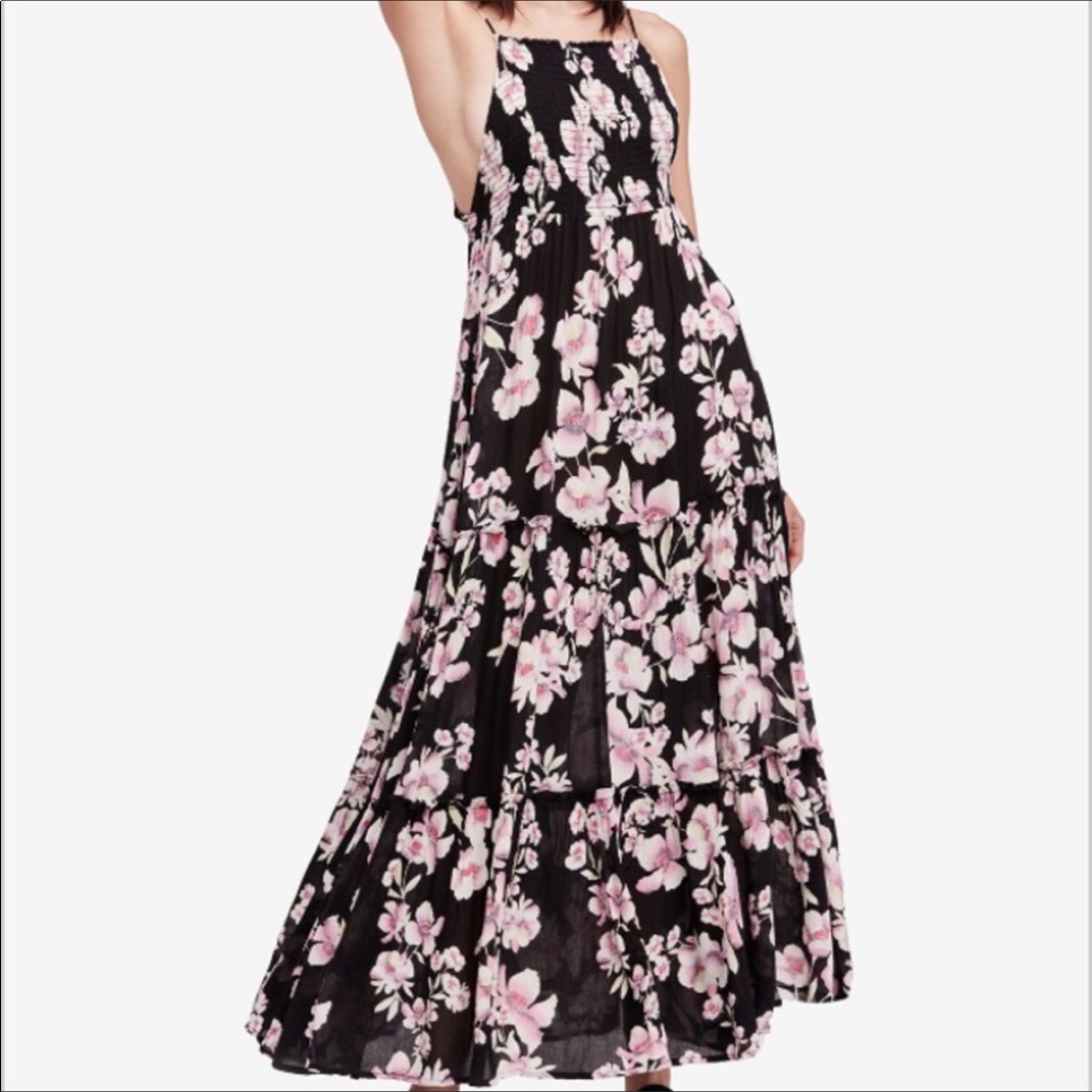 NWT Free People Garden Party Black Maxi Dress